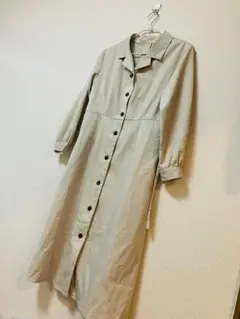 ベージュ シャツワンピース