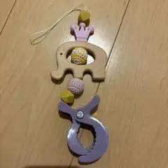 木製象おもちゃ クリップ付き