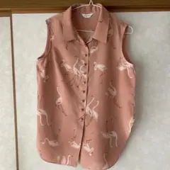 フラミンゴ柄 ノースリーブシャツ