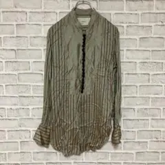 【シルク】【TODAYFUL】長袖シャツ(F)ゆったり 縦縞 ストライプ
