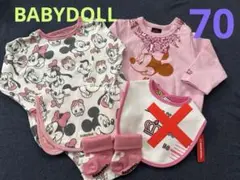 ベビー BABYDOLL ミニー 新品 水通しのみ 70 スタイ くつ下