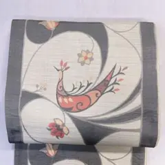 袋帯　工芸帯地　明日香　唐花　鳥模様　着物　042t