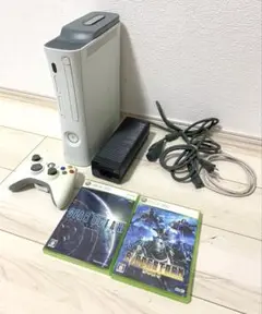 【動作品】Xbox360 本体 コントローラー ソフト付 ホワイト格安