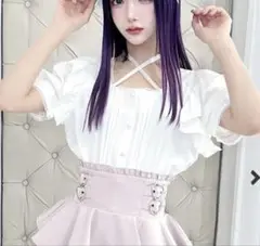 MARS サテンリボン付きフリルブラウス