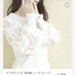 オフホワイト レーススリーブ トップス