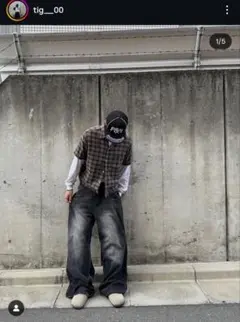 menes メネス Black Matt Baggy Jeans Sサイズ