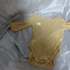 ベビー肌着 70サイズ イエロー グレー 2枚セット
