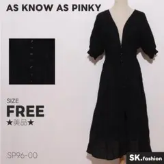 ★美品★ AS KNOW AS PINKY ワンピース 半袖 Vネック ロング丈