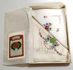 花柄刺繍ハンカチ 2枚 （新品） 縦横17.5cm