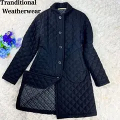 美麗品✨トラディショナルウェザーウェア キルティング ドット ウール コート 黒