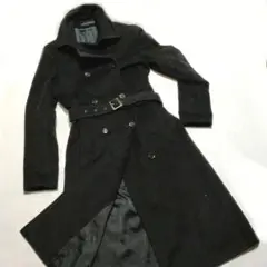 【美品】セオリー カシミヤ アンゴラ ロングコート ベルト付き 黒 日本製 2
