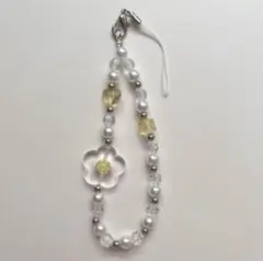 【9/2までお値下げ中】ビーズストラップ イエロー/ハンドメイド