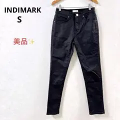【美品】インディマーク フェイクレザーパンツ ストレッチ ブラック ウエストゴム