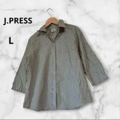 J.PRESS ストライプ 七分袖シャツ L