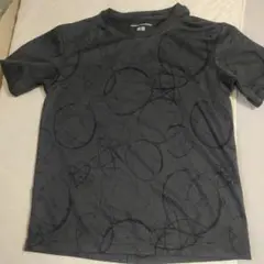 幾何学模様 黒 Tシャツ 140