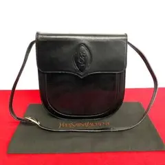極 美品 イヴサンローラン YSL レザー ショルダーバッグ ポシェット 黒