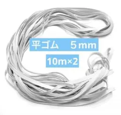 平ゴム 替えゴム5mm幅 白10m×2セット