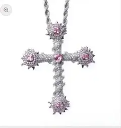 THORN PINK ICED CROSS NECKLACE