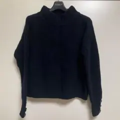 新品！未使用レディース羊毛ニット　ネイビー色　サイズF