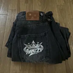 9090ダークグレー ワイドデニム