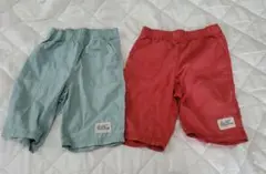 ハーフパンツ 130cm ミントグリーン 赤