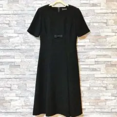 【美品】ヒロミチナカノ 7号 半袖 フォーマルブラックリボン付きワンピース礼服