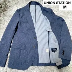 美品 UNION STATION デニム調 薄手ジャケット M ネイビー