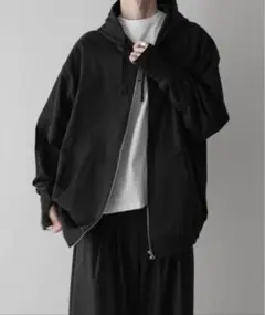 【remer】 loose heavy zip parker jacket 黒