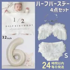 ハーフバースデー　1/2　タペストリー　天使の羽　バルーン　飾り　写真　フォト