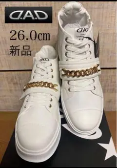 D.A.D ゴールドチェーンハイカットスニーカー　新品Ｍ