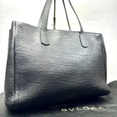 BVLGARI ブルガリ トートバッグ ロゴ 刻印 レザー 黒 ブラック 金具