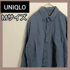 ✨現品限り✨美品✨UNIQLO　ユニクロ　シャツ　長袖　ネイビー　メンズ　M