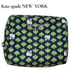 【美品】ケイトスペード/kate spade　ポーチ　　ねこ　グリーン