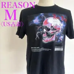REASON リーズン　ドクロ稲妻グラフィック黒Tシャツ M US古着