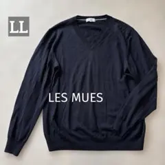 【LES MUES】Ｖネックニット　ネイビー　LL シンプル