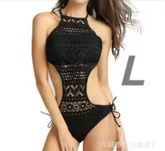 【 Lサイズ / モノキニ水着 】ブラック スタイルアップ 海 ビーチ 新品
