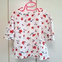 100　花柄カットソー　トップス　女の子　ブラウス