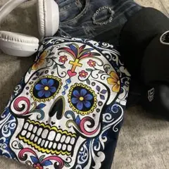 メキシコ製 スカル スーベニアTシャツ カンクン土産 XL LL ブラック 黒