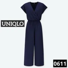 0611 UNIQLO カシュクールオールインワン ネイビー