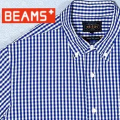 BEAMS PLUS 長袖シャツ ネイビー ギンガム ボタンダウン M