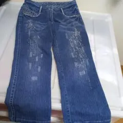 ストーン付き デニムパンツ　キラキラデニム
