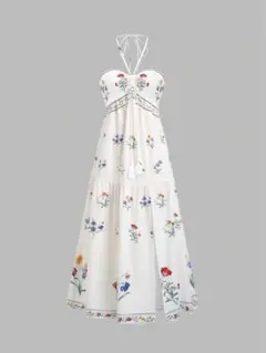 【新品】SHEIN ワンピース ベアトップ 花柄 ロングワンピース
