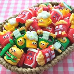 【396】100個 デコパーツ ミニチュア ハンバーガー ポテト まとめ売り