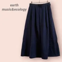 earth music&ecology フレアロングスカート　無地ネイビー/F