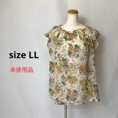 未使用品　花柄　ブラウス　綿　コットン　半袖　スモック