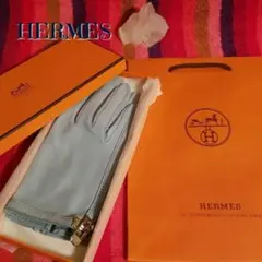 未使用 レア 稀少 HERMES エルメス 手袋 レザー マルジェラ期 水色