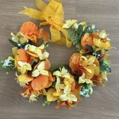 フラダンス　花冠　オレンジ　黄色