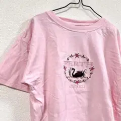 オーストラリア土産 PERTH ブラックスワン刺繍 ピンクTシャツ