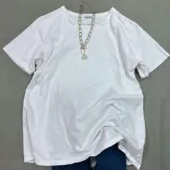 CELERI セルリ 半袖 ミドル丈 無地 クルーネック トップス Tシャツ 白
