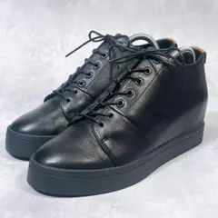☆美品☆【ANYO】インヒールスニーカー (24.5) レザー　サイドジップ　黒